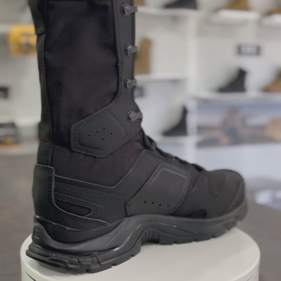 Botas tácticas Salomon XA Forces Jungle Black para clima húmedo y selva, con drenaje rápido y suela Contagrip para terreno irregular.